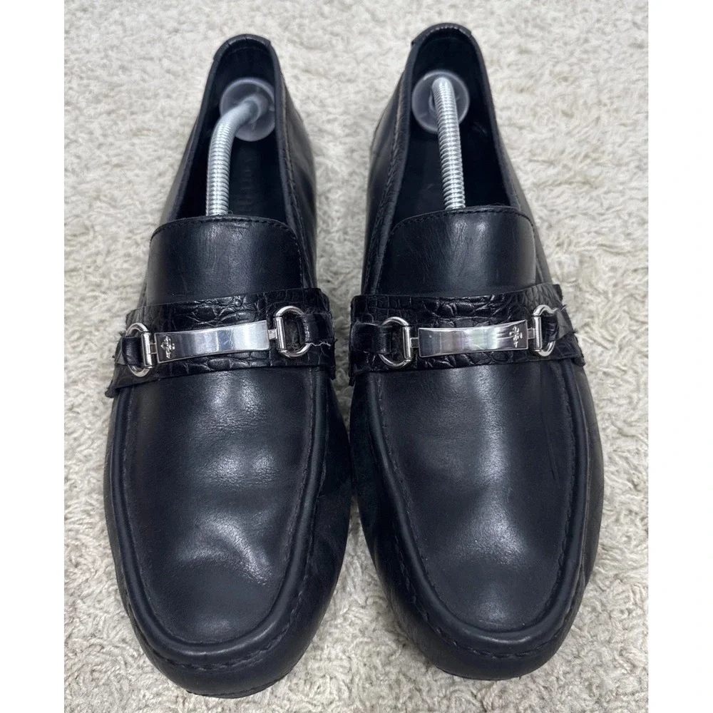 Cole Haan Black Leather Somerset Horse Bit Slip On Driving Loafers Men's 12M